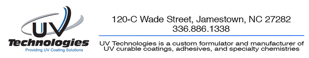 UV Technologies is a custom formulator and manufacturer of UV curable coatings, adhesives, and specialty chemistries